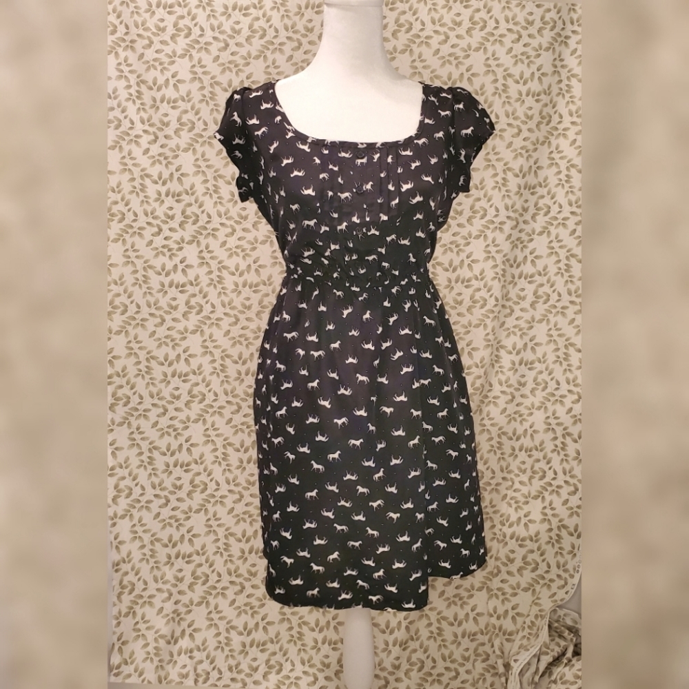 Black & white horse print dress